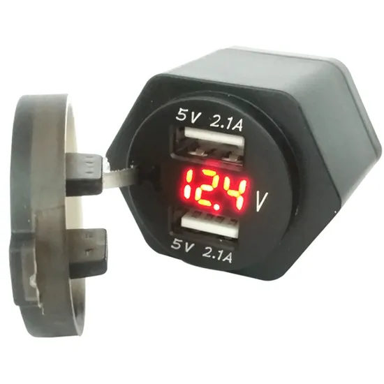 Waterproof Digital 5V 4.2A Dual USB Charger with Voltmeter for Motorcycle 
